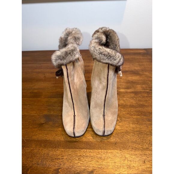 LOUIS VUITTON Wedge Sole Fur Trim Ankle Boots - Picture 3 of 13